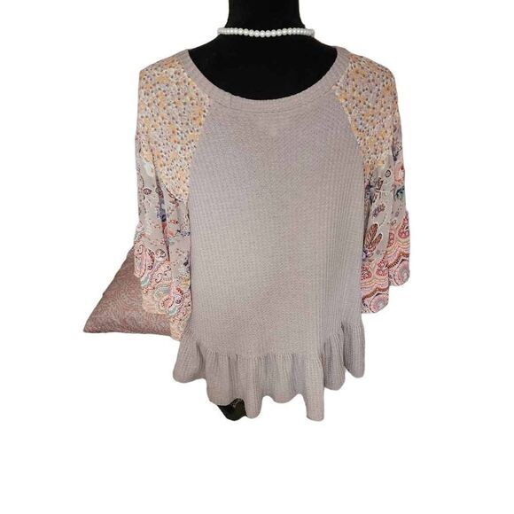 Umgee Medium Patchwork 3/4 Sleeve Top - Picture 10 of 10